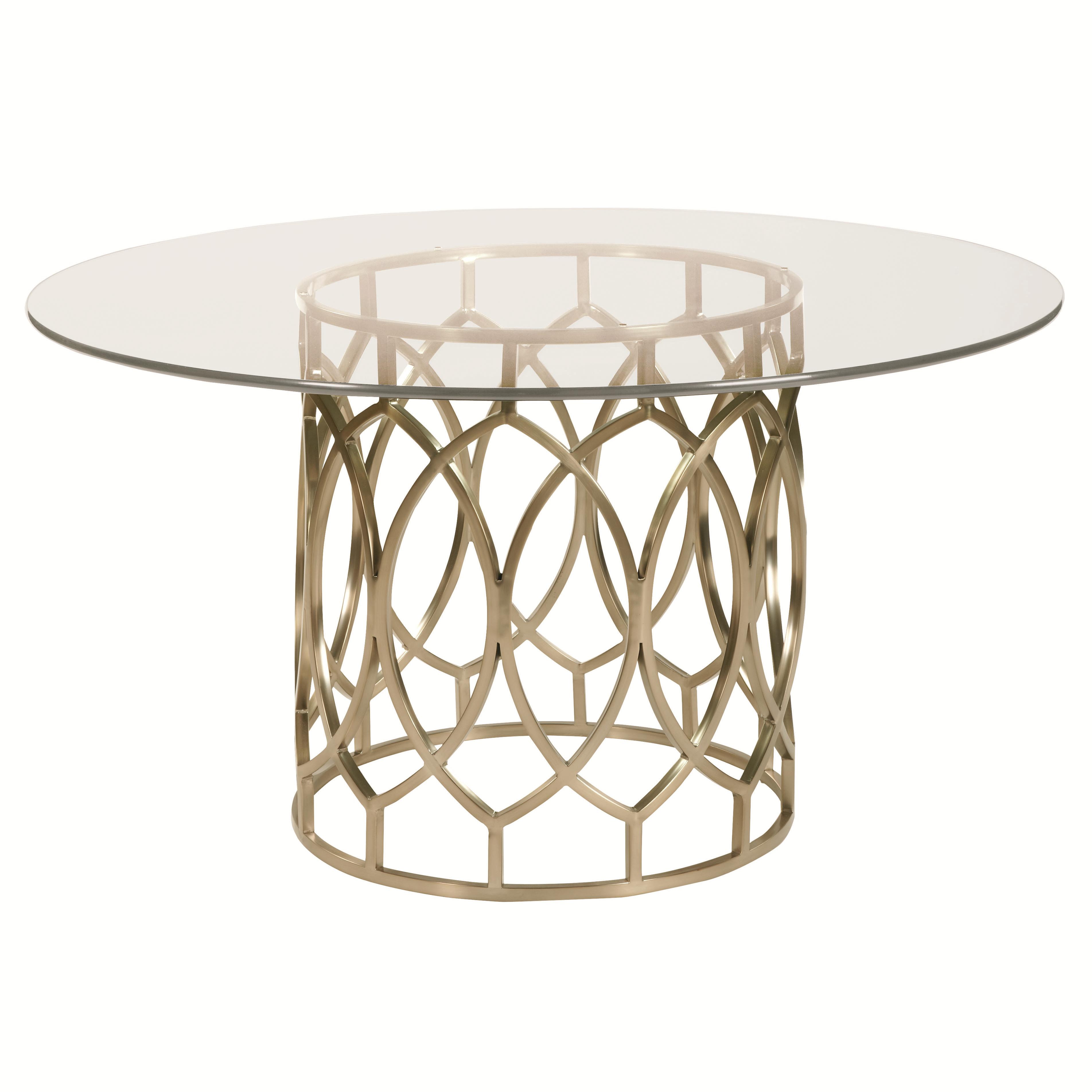 Bernhardt Salon Dining Table with Glass Top and Geometric Metal Base